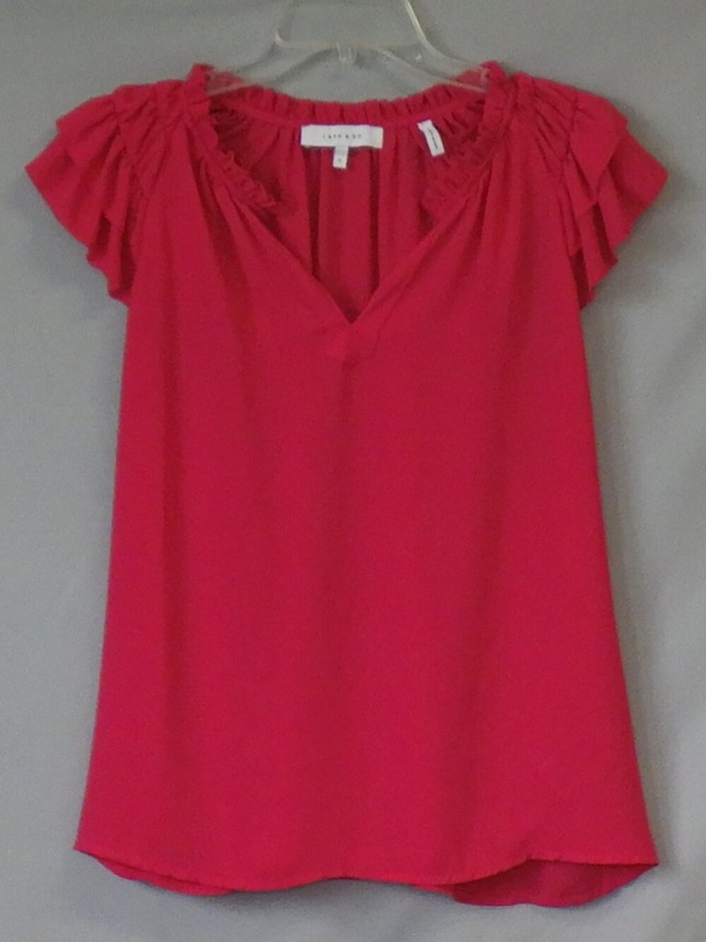 Lark & Ro Split Neck Magenta Pink Top
